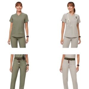 Figs Women's reversible scrub top forest green / bone XS